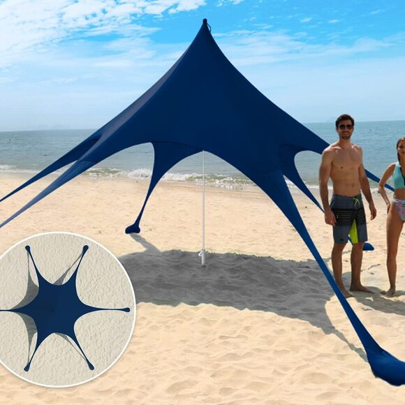 Beach Tent Canopy Sun Shade UPF50+, Easy Pop Up Anti-Wind Sun Shelter - Picture 7 of 8